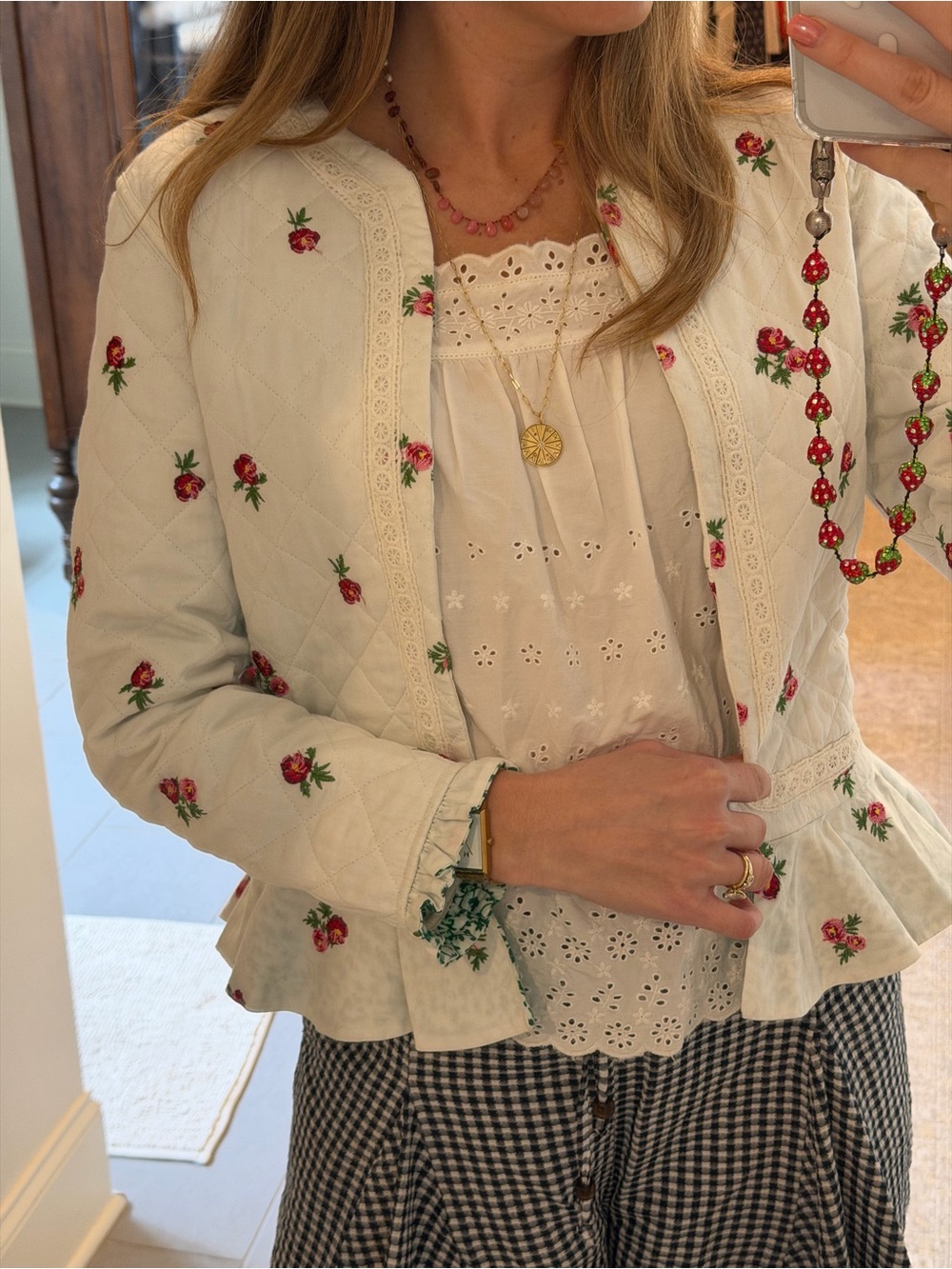 Eddy Reversible Quilted Floral Peplum Jacket - Picture 2 of 5